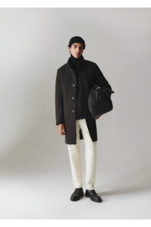 پالتو قهوه ای مردانه مانگو 57025949