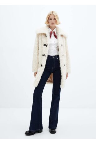 پالتو سفید زنانه مانگو 57047712