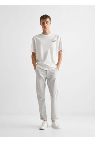 شلوار خاکستری فاق نرمال مردانه مانگو 47064394