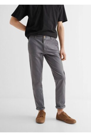 شلوار آبی فاق نرمال مردانه مانگو 47064394