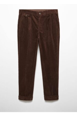 شلوار قهوه ای فاق نرمال مردانه مانگو 57028267