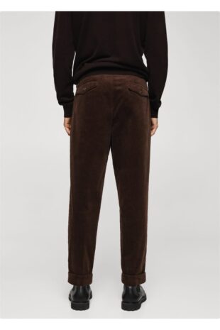 شلوار قهوه ای فاق نرمال مردانه مانگو 57028267