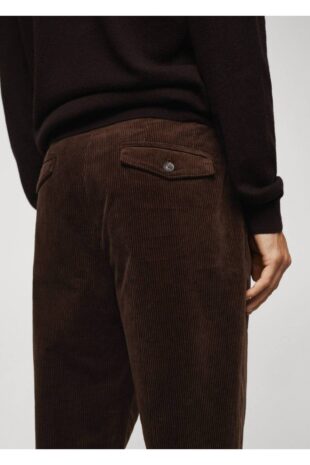 شلوار قهوه ای فاق نرمال مردانه مانگو 57028267