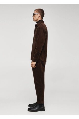 شلوار قهوه ای فاق نرمال مردانه مانگو 57028267