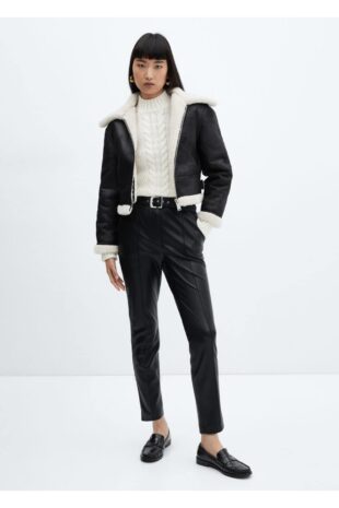 شلوار سیاه فاق نرمال زنانه مانگو 57037753