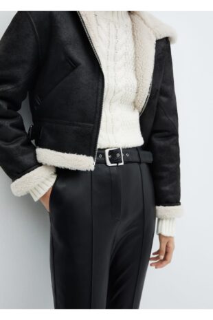 شلوار سیاه فاق نرمال زنانه مانگو 57037753