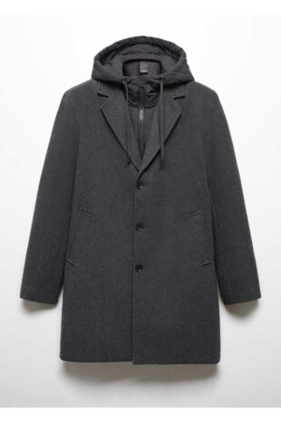 پالتو خاکستری مردانه مانگو 57038266
