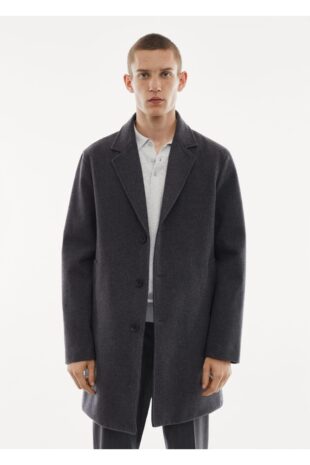 پالتو خاکستری مردانه مانگو 57038266