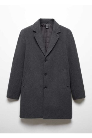 پالتو خاکستری مردانه مانگو 57038266