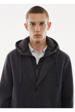 پالتو خاکستری مردانه مانگو 57038266