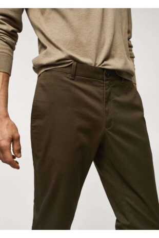 شلوار سبز فاق نرمال مردانه مانگو 57044386