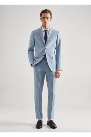 شلوار آبی فاق نرمال مردانه مانگو 57010667