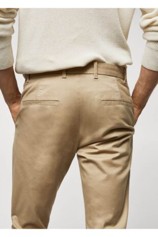 شلوار بژ فاق نرمال مردانه مانگو 57044386