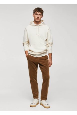 شلوار قهوه ای فاق نرمال مردانه مانگو 57046711