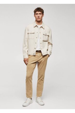 شلوار بژ فاق نرمال مردانه مانگو 57046711