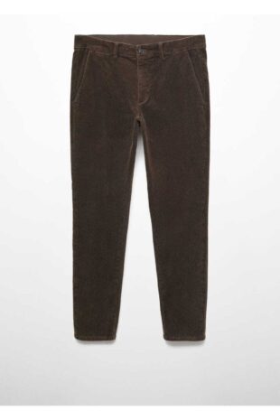 شلوار قهوه ای فاق نرمال مردانه مانگو 57046711