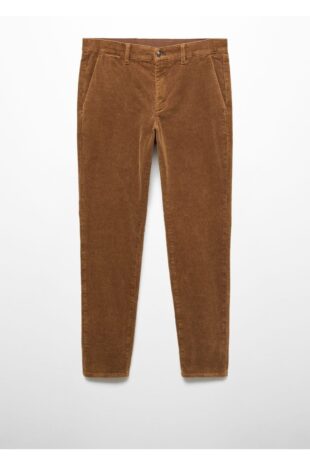 شلوار قهوه ای فاق نرمال مردانه مانگو 57046711