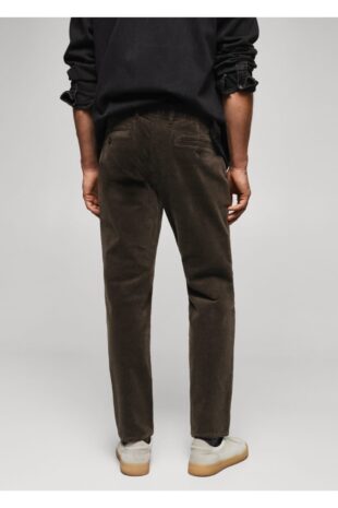 شلوار قهوه ای فاق نرمال مردانه مانگو 57046711