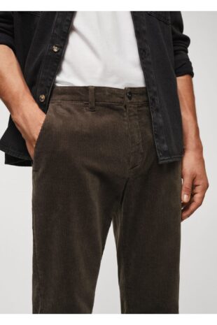 شلوار قهوه ای فاق نرمال مردانه مانگو 57046711