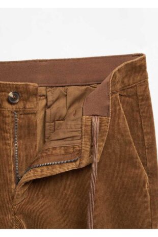 شلوار قهوه ای فاق نرمال مردانه مانگو 57046711