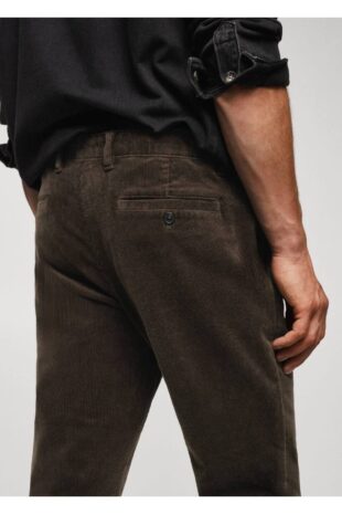 شلوار قهوه ای فاق نرمال مردانه مانگو 57046711