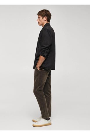 شلوار قهوه ای فاق نرمال مردانه مانگو 57046711