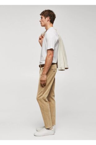 شلوار بژ فاق نرمال مردانه مانگو 57046711