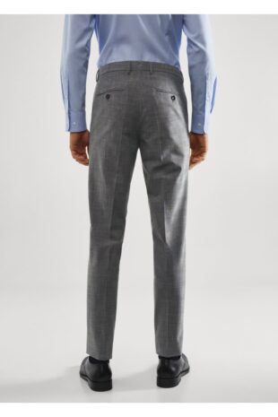 شلوار خاکستری فاق نرمال مردانه مانگو 57050661