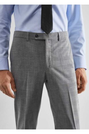 شلوار خاکستری فاق نرمال مردانه مانگو 57050661