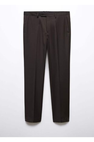 شلوار قهوه ای فاق نرمال مردانه مانگو 57094758