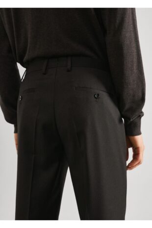 شلوار قهوه ای فاق نرمال مردانه مانگو 57094758