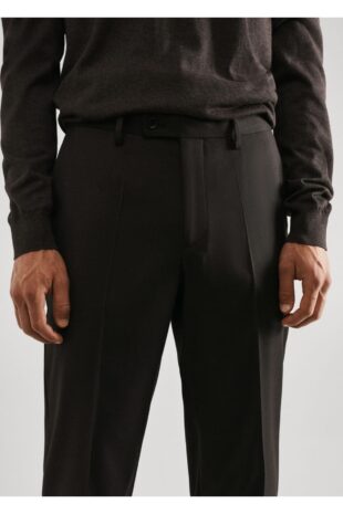 شلوار قهوه ای فاق نرمال مردانه مانگو 57094758