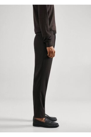 شلوار قهوه ای فاق نرمال مردانه مانگو 57094758