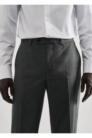 شلوار خاکستری فاق نرمال مردانه مانگو 57010022