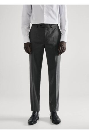 شلوار خاکستری فاق نرمال مردانه مانگو 57010022