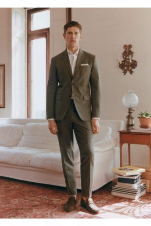 شلوار سبز فاق نرمال مردانه مانگو 57010546