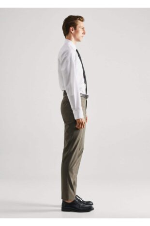 شلوار سبز فاق نرمال مردانه مانگو 57010546