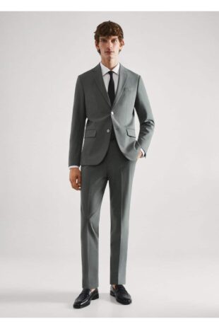 شلوار سبز فاق نرمال مردانه مانگو 57010767