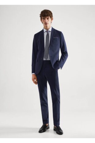 شلوار لاجورد فاق نرمال مردانه مانگو 57010768