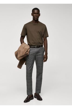 شلوار خاکستری فاق نرمال مردانه مانگو 57025953