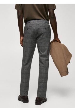 شلوار خاکستری فاق نرمال مردانه مانگو 57025953