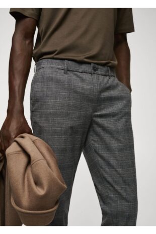 شلوار خاکستری فاق نرمال مردانه مانگو 57025953