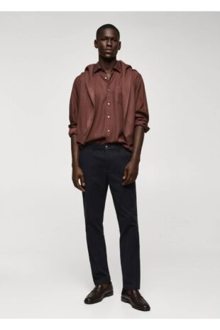 شلوار آبی فاق نرمال مردانه مانگو 57025955