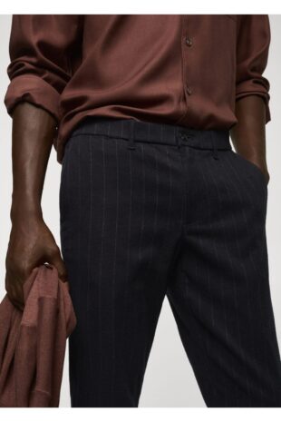 شلوار آبی فاق نرمال مردانه مانگو 57025955