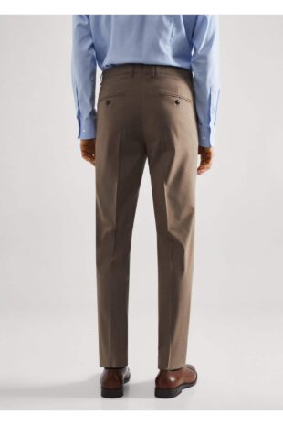شلوار قهوه ای فاق نرمال مردانه مانگو 57040663