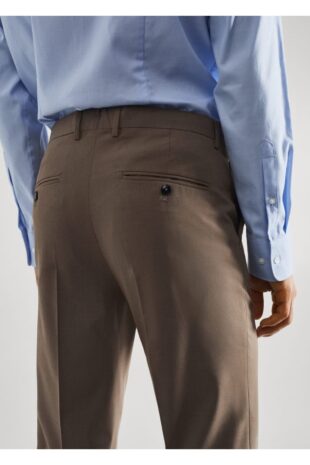 شلوار قهوه ای فاق نرمال مردانه مانگو 57040663