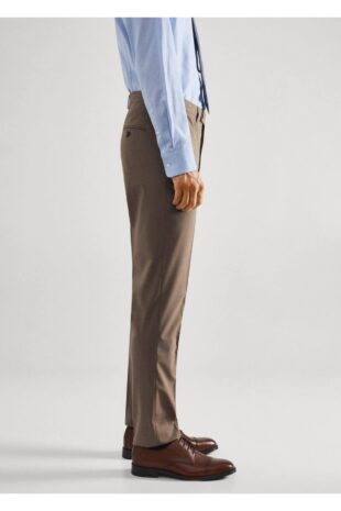 شلوار قهوه ای فاق نرمال مردانه مانگو 57040663