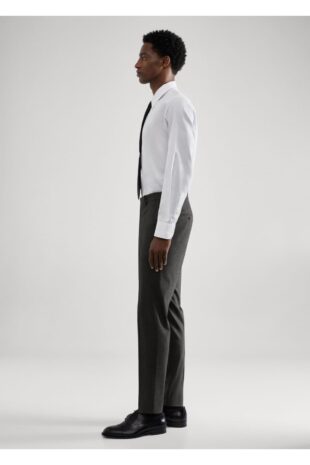 شلوار خاکستری فاق نرمال مردانه مانگو 57044764