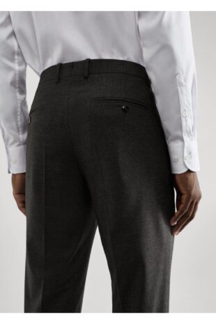 شلوار خاکستری فاق نرمال مردانه مانگو 57044764