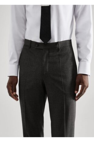 شلوار خاکستری فاق نرمال مردانه مانگو 57044764